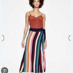 Boden Multicolor Vertical Stripe Maxi Skirt with Navy Waist Tie